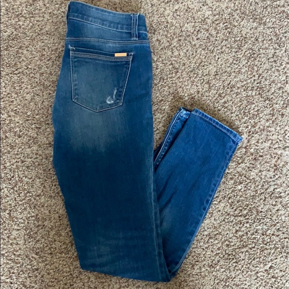 WHBM Skimmer lightly distressed skinny jeans